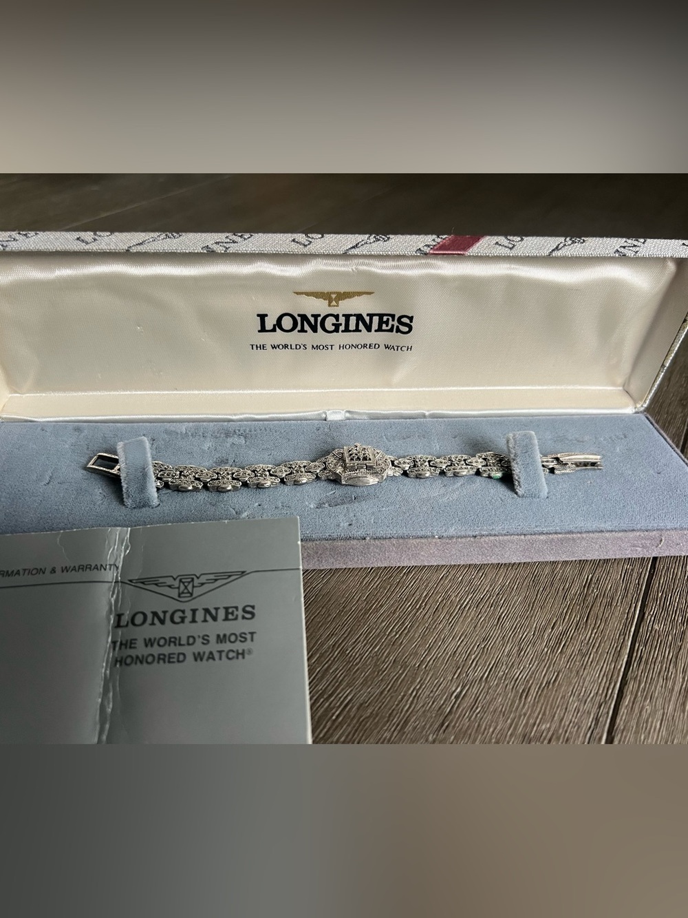 Longines Silver Filigree Quartz Bracelet Watch in Silver Tone